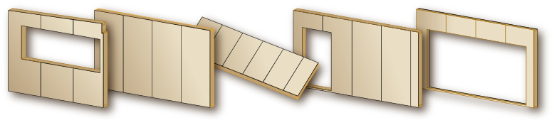 montage des différents caissons bois servant à construire la maison passive